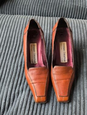 RARE Stefano Serapian 6.5 Vintage Women's Brown Square Toe Heel Italy Milan